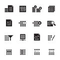 Silhouette Database and Table Formatting Icons Royalty Free Stock Photo