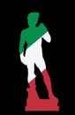 Silhouette of David statue, Florence, colors of italian flag Royalty Free Stock Photo