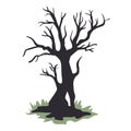 Silhouette of a dead tree without foliage. Vector illustration, isolated on white background. Royalty Free Stock Photo