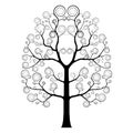 Silhouette of dead tree isolated on white background. Black and white. Ivy arch or vine vector illustration. Dry branch tree. Royalty Free Stock Photo