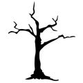 Silhouette dead tree without leaves on white background. Royalty Free Stock Photo