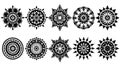 Silhouette of Decorative Mandalas for Coloring and Creativity Royalty Free Stock Photo