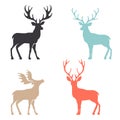 Silhouette deer with great antler animal vector illustration.