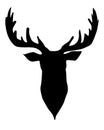 Silhouette of deer head isolated on white background. Art vector illustration Royalty Free Stock Photo