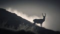 silhouette of deer on the hill cinematic light