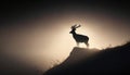 silhouette of deer on the hill cinematic light