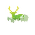 silhouette of a deer Inside the pine forest, bright colors /animal / park / vector illustration on white background. logo, symbol Royalty Free Stock Photo