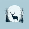 Silhouette Of A Deer In A Winter Forest Royalty Free Stock Photo