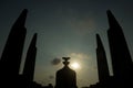 Silhouette, Democracy Monument of Thailand in Bangkok Royalty Free Stock Photo