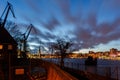 Silhouette of derricks in Hamburg Port