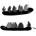 Silhouette descent on a river water rafters on a white background Royalty Free Stock Photo