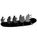 Silhouette descent on a river water rafters on a white background Royalty Free Stock Photo