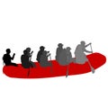 Silhouette descent on a river water rafters on a white background Royalty Free Stock Photo