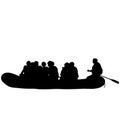 Silhouette descent on a river water rafters on a white background Royalty Free Stock Photo