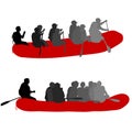 Silhouette descent on a river water rafters on a white background Royalty Free Stock Photo