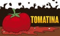 Silhouette Design with People Throwing Tomatoes in Tomatina Event, Vector Illustration