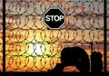 Silhouette Despair refugee woman Royalty Free Stock Photo