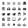 Silhouette 25 Detailed Internet Icons Royalty Free Stock Photo