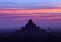 Dhammayangyi pagoda and dramatic sunset in Bagan, Myanmar Royalty Free Stock Photo