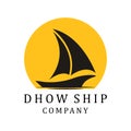 Silhouette of Dhow logo design. Dhow Or Ship Logo Design Inspiration Vector. Traditional Sailboat from Asia / Africa Royalty Free Stock Photo