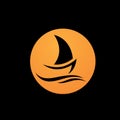 Silhouette of Dhow logo design Traditional Sailboat