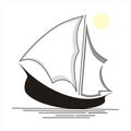 Silhouette of ship logo design Traditional Sailboat from Asia / Africa