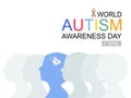 Silhouette of different child with butterfly and autism ribbon in flat vector, autism awareness day concept