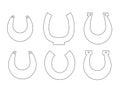 Silhouette of different forms of horseshoes. Vector.