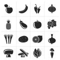 Silhouette Different kind of fruit and vegetables icons