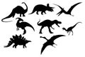 Silhouette of dinosaur set