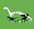 Silhouette of dinosaurs the Jurassic period, overlapping layers, vector illustration Royalty Free Stock Photo