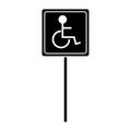 Silhouette disabled person wheelchair sign road