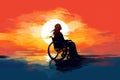 silhouette disabled woman in wheelchair equal opportunities concept