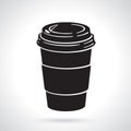 Silhouette of disposable paper cup with coffee or tea