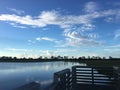 Silhouette of a dock on a lake Royalty Free Stock Photo