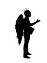 Silhouette doctor male angel saving lives people