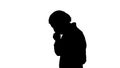 Silhouette Doctor man walking stressed with hand on head, shocked with shame and surprise face, angry and frustrated