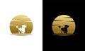 Silhouette of dog, bird, rabbit and Golden Moon Royalty Free Stock Photo