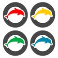 Silhouette dolphin icons set