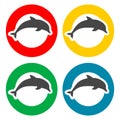 Silhouette dolphin icons set