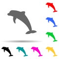 silhouette of a dolphin multi color style icon. Simple glyph, flat vector of zoo icons for ui and ux, website or mobile Royalty Free Stock Photo