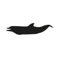 Silhouette of dolphin, vector in flat style Royalty Free Stock Photo