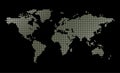 Silhouette of dotted world map on black background - vector Royalty Free Stock Photo