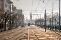 Silhouette downtown of Zurich city center at winter sunny day