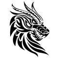 The silhouette of a dragon head painted black with various lines. Logo of the fabulous animal face of the dragon Royalty Free Stock Photo