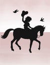 Silhouette Drawing Of Little Girl On A Horse