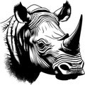 Rhinoceroses silhouette drawing. AI-Generated.