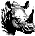 Rhinoceroses silhouette drawing. AI-Generated.