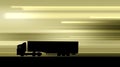 Silhouette of driving truck on highway