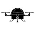 Silhouette drone advanced with cabin and three airscrew